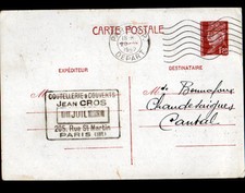 PARIS (III) COUTELLERIE & COUVERTS "Jean CROS" voyagée en 1942
