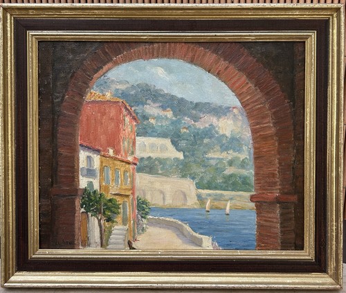 Antique oil painting seascape - painting,