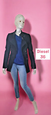 Diesel Taille 36  🧡 Veste noire mi longue femme en jeans et en cuir