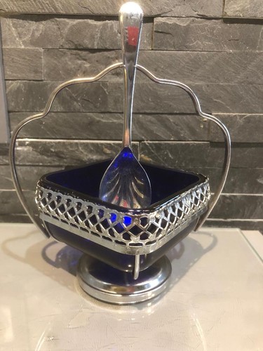 Sucrier ancien verre bleu - ancien,