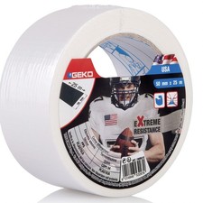 Ruban adhésif toilé blanc renforcé par gille 25 m x 50 mm GEKO résiste à l'eau