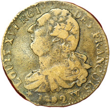 #770 - RARE - 2 sols 1792 W