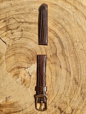 16 mm BRACELET COUSU MARRON FACON LEZARD TEJU CUIR VÉRITABLE DE VEAU FAIT MAIN
