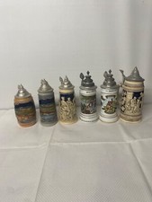 Lot of 6 beer mug with pewter