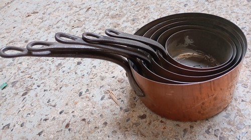 Lot casseroles en cuivre - 5,