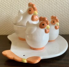 Service de poules stylisées vintage en céramique