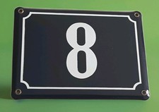  PLAQUE ÉMAILLÉE NUMÉRO  DE RUE  N° 8    (20 CM PAR 15 CM)