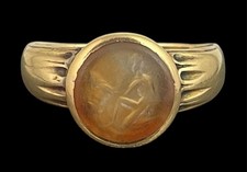 Bague cornaline intaille - or,