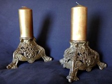 Ancienne paire de bougeoir en bronze église Old religious candlestick XIX