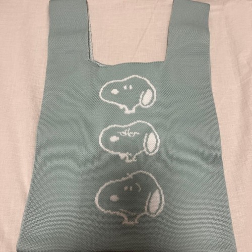 Sac tricot snoopy vert - en,