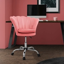 Fauteuil de bureau et salon à roulettes rose hauteur réglable chaise en velours