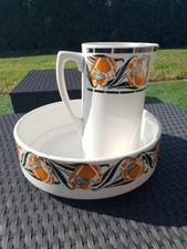 Ancien Nécessaire de toilette Faïence de SAINT AMAND (bassin, broc)