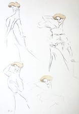 SEM, portrait Marthe BRANDES, Paris - Maxim's, robe 1900, coiffure