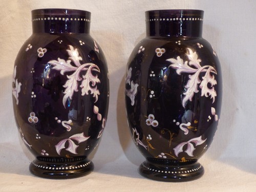 Vases verre emaillees - verre,