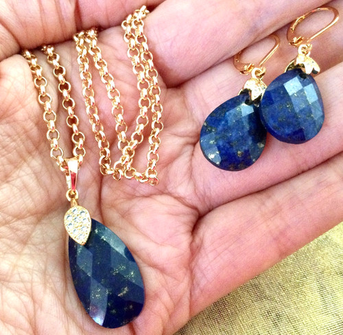 Plaqué 18k lapis lazuli - plaqué, or