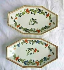 2 raviers en porcelaine de Limoges A. Lanternier décor floral oiseau papillon