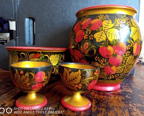 Khokhloma lot 2 tasses - ,
