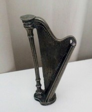Ancien bibelot harpe étain de