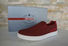 PRADA 40,5 6,5 Mocassins Slip-Ons Chaussures Basses 4D2953 Rouge Neuf Ehemuvp