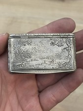 Petite Boîte À Priser Tabac Argent Massif Paysage Animée Minerve Box Miniature