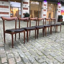 RARE SERIE DE 6 CHAISES CORNES DANOISES HENRY WALTER KLEIN ,TECK, 1960, BRAMIN