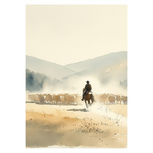 Affiche vintage cowboy - de, |