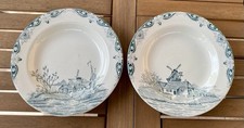 2 Assiettes Creuses Céramique Salins Terre de Fer Collection « Delft » TBE
