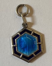 Medaille religieuse ancienne " Sainte Vierge " - argent massif emaillé