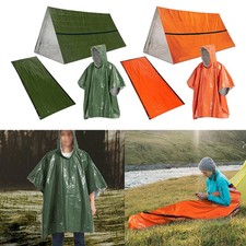 Kit de Survie Extérieur 3 en 1 Tous Temps avec Imperméable Sac de Couchage et