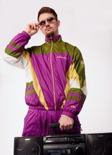 Nike tracksuit, neon purple, vintage track suit, jacket and pants, 90s, size M