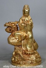 8.8 "sculpture de la déesse Guanyin du dragon antique de cuivre de la Chine