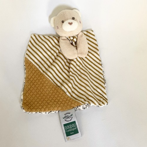 Doudou plat ours ocre rayé - doudou,