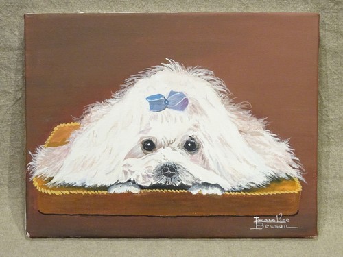 Peinture sur toile - chien, shih