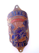 Belle Plaque de Velo Cadre Cycles GRIFFON - Old Bike Head Badge - Emaillee