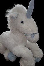 Grande Peluche Cheval Licorne Blanche Bleu Gipsy🦄 Long 45 Cm Sans La Queue Tbe