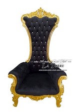 Trône Chaise Fauteuil Classique Baroque Feuille Or Tissu Velours Ou Faux Ner