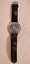 PROMO ! RARE Montre Emporio Armani Chronographe bracelet Cuir Noir Louis Pion
