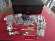 SET MENAGERE 75 PIÈCES CHRISTOFLE FRANCE MALMAISON METAL ARGENTE COFFRE NEUF,;