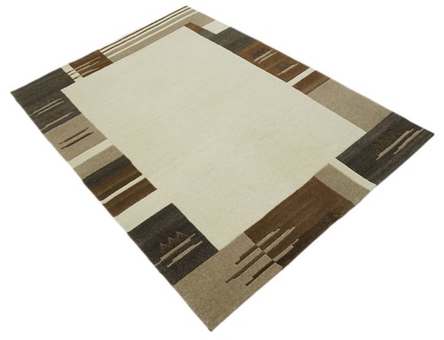 Tapis beige brun népal tissé - tapis,