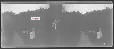 Enfants, jeu, Plaque verre photo stéréo, négatif noir & blanc 4,5x10,7 cm