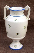 Flowered Footed Urn Vase Spanish Faience Vicente Gimeno Manises Valencia 1950
