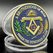 Franc-maçon Franc-maçonnerie - Pièce Médaille Commémorative plaquée Or (Réf 4A)