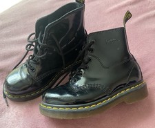 Dr MARTENS  Bottines Boots Cuir Vernis Noir Taille 35.