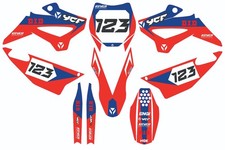 👉 Kit déco YCF 2016-2025 – Style Honda Racing Rouge/Bleu – Stickers Moto Pit Bi
