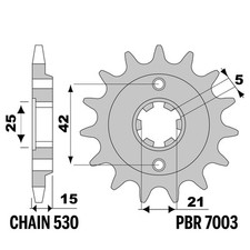 DUCATI PANTAH 500 1981-1982 pignon avant PBR pas 530 15 Dents