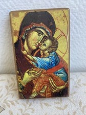 Ancien Cadre Icône Image Vierge Orthodoxe Sur Bois Priere Esoterisme