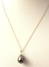 Pendentif 2,4cm Or Jaune Massif 14Ct + Véritable Perle de Tahiti 1,5x1,1cm