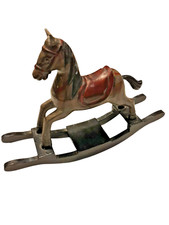 Cheval à Bascule Bois Antique Miniature Fait à la Main Braun Rouge