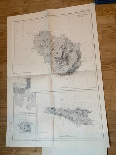 Carte marine ancienne iles - marine,
