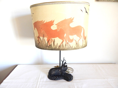 Ancienne lampe poser cerf - lampe, à